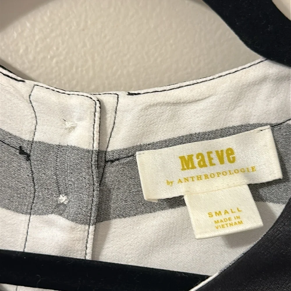 Anthropologie Maeve Batwing Button-Back Tee Top Black & White Striped Sz Small - Picture 6 of 9